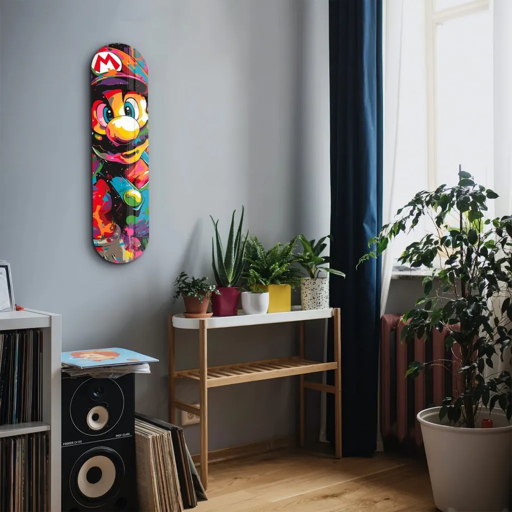 Mario rajongói edzett üvegkép, 20 x 80 cm
