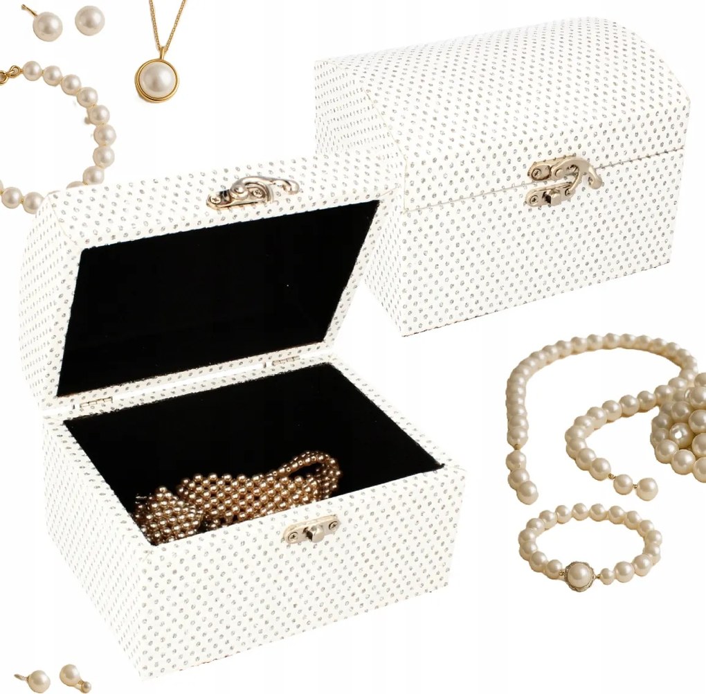 Ékszerdoboz, díszített, Livello elegáns fehér, 16 cm x 12 cm x 11 cm