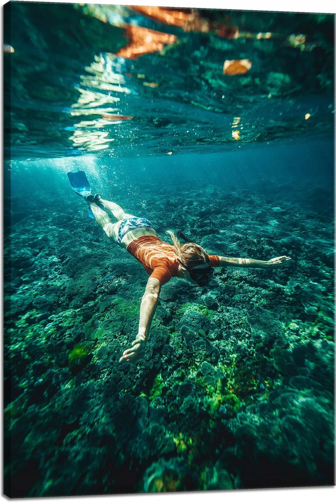 Vászonkép Emberek Búvár az óceánban 40x60 cm
