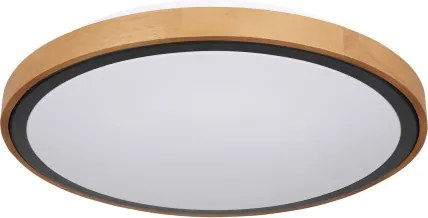 Globo 41764-24 Mennyezeti lámpa, matt fekete fém, barna fa, akril fehér, lépcsős kapcsoló, 3000-4500-6000K kapcsoló a terméken, ø: 437mm, M: 110mm, inkl.LED 24W 230V,1000lm, CCT 3000/4500/6000K