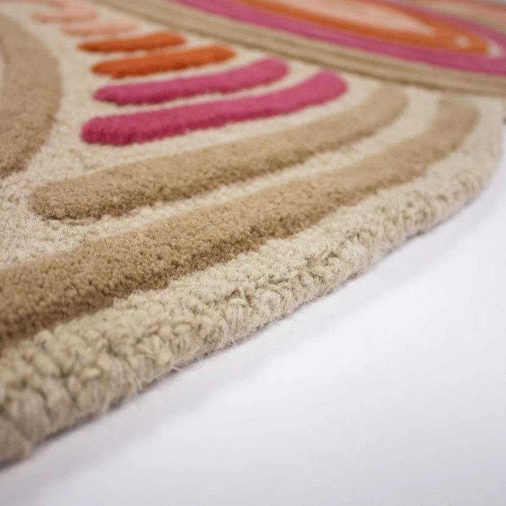 Rózsaszín kézi szövésű gyapjú szőnyeg 140x200 cm Spiral Shaped – Flair Rugs