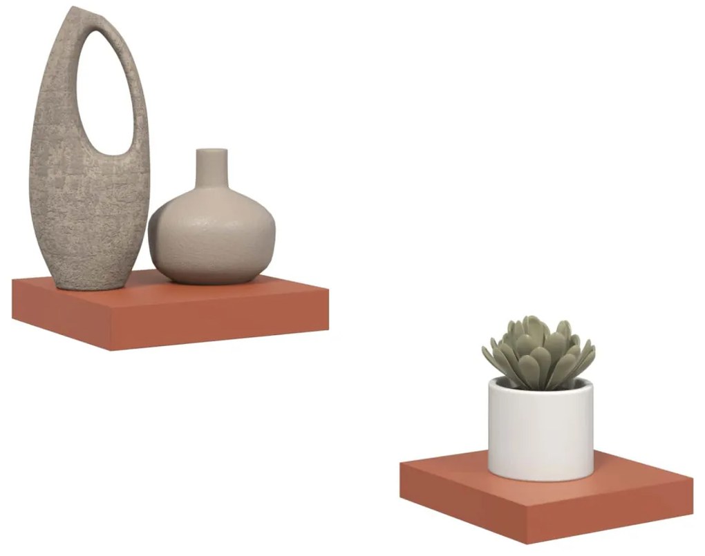 vidaXL Falpolc Falra szerelhető 2 pcs Piros 23 x 23,5 x 4 cm Faanyag