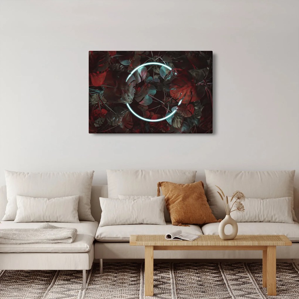 Kép - Neon kör a pálmafák között (90x60 cm)
