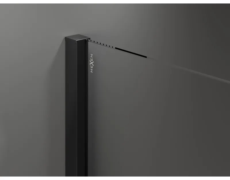 Mexen Velar, tolóajtós zuhanykabin 90 x 100 cm, 8mm szürke üveg, fekete matt, 871-090-100-41-70