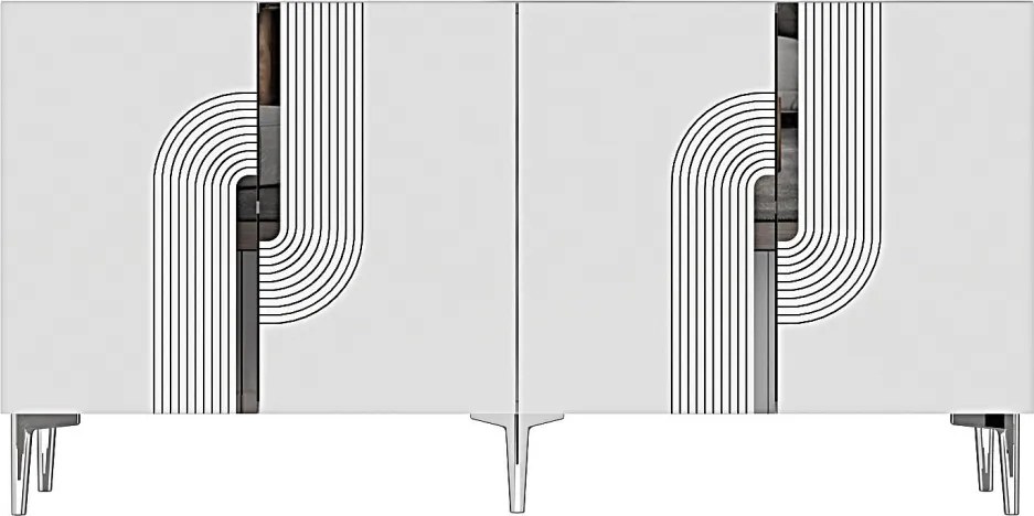 Meyra komód, fehér-ezüst, 150 cm