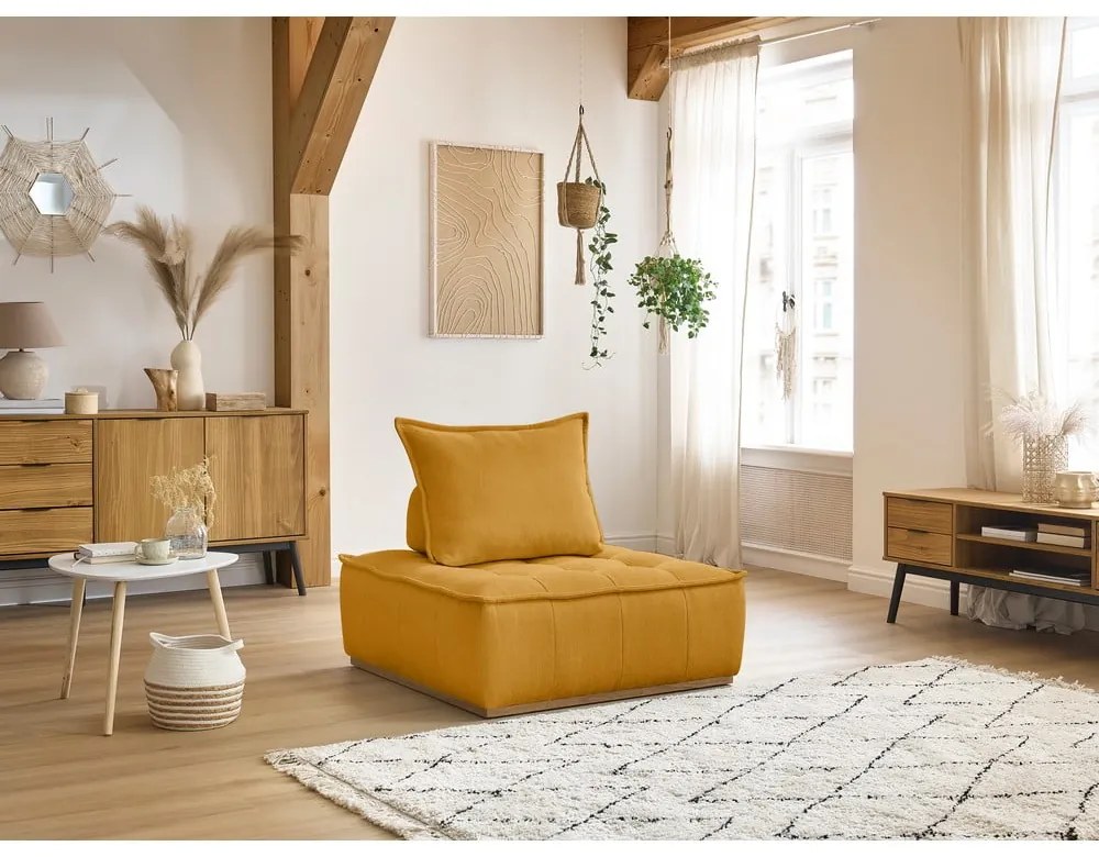 Mustársárga zsenília fotel Elisa – Bobochic Paris