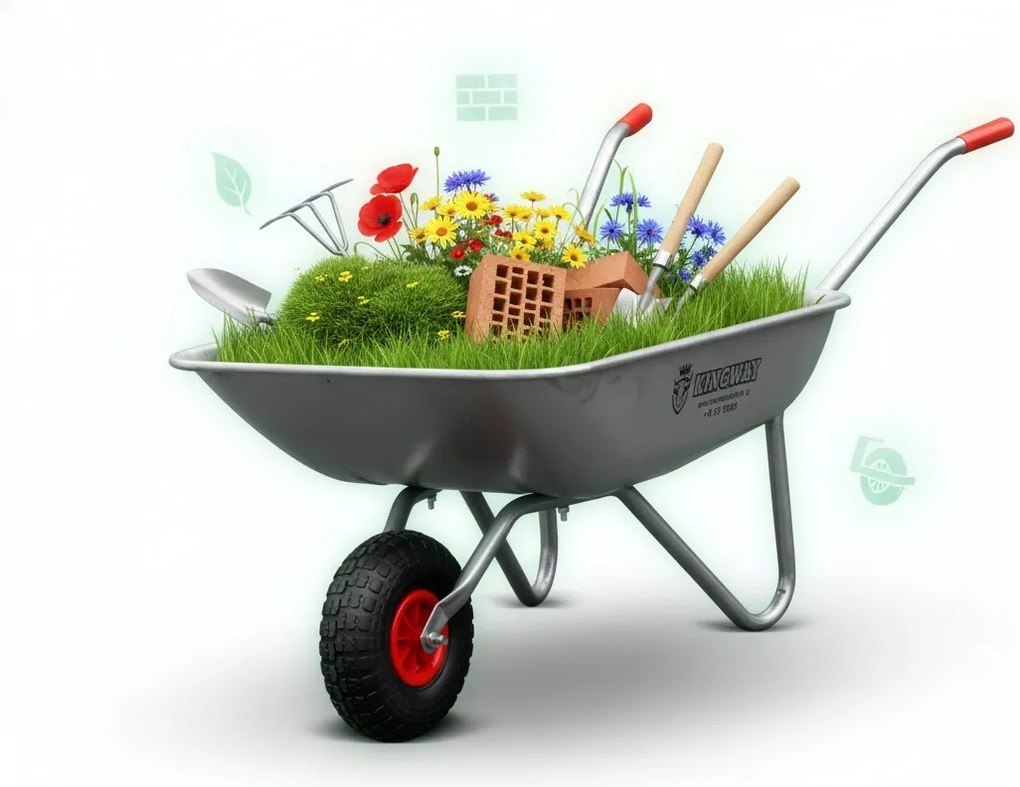 KingWay Horganyzott kerti talicska 120L nagy kerék Könnyű kerti munka