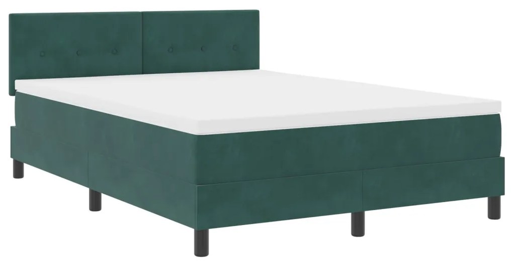 Boxspring Ágy Matracmattal Sötét Zöld 160x200 cm Bársony