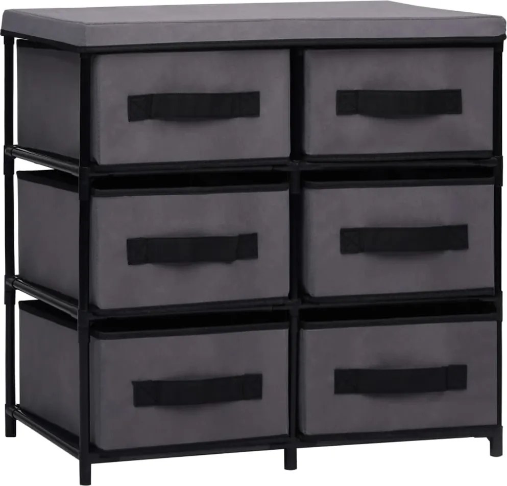 vidaXL szürke acél tárolószekrény 6 fiókkal 55 x 29 x 55 cm