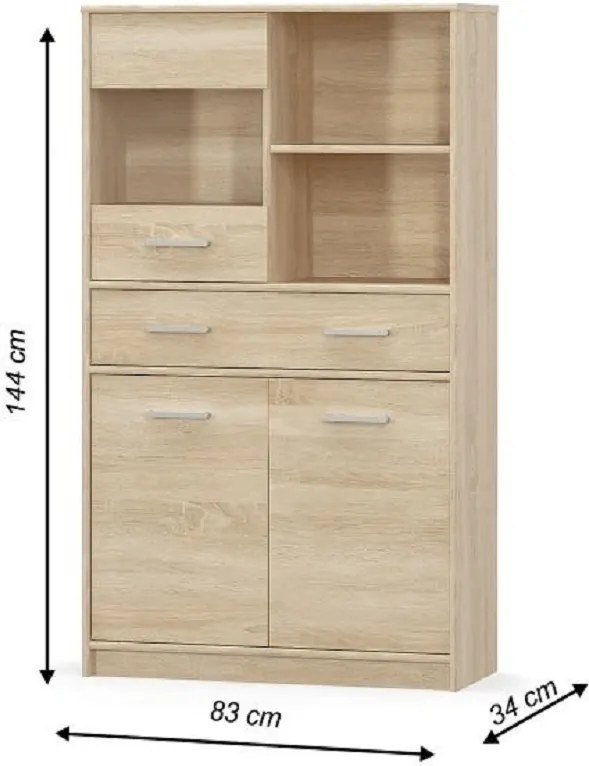 Vitrin 2D1W1S/80, sonoma tölgyfa, TEYO