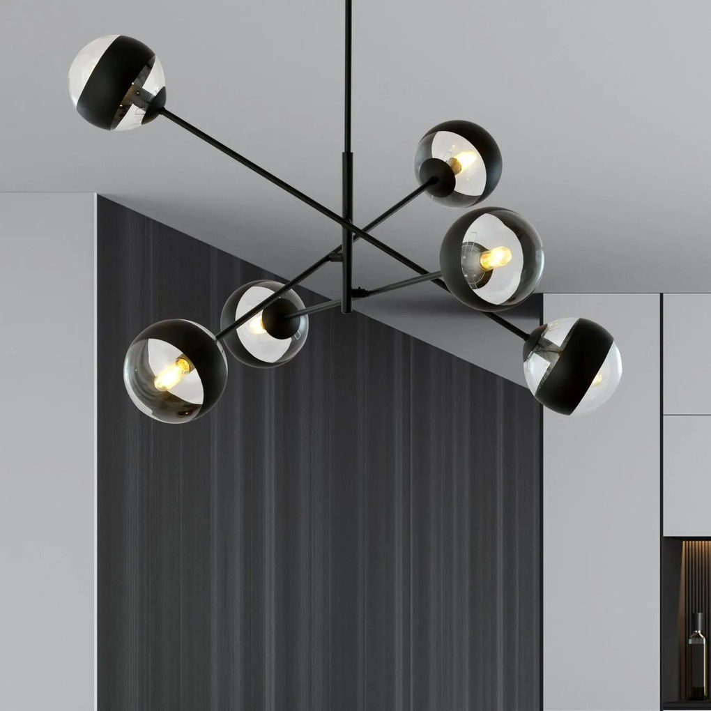 Emibig modern függeszték linear fekete átlátszó emi1168/6