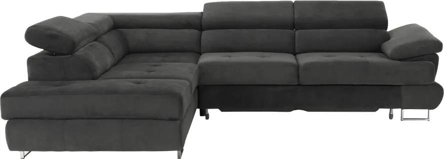 Ülőgarnitúra tárolóhellyel, szürke, szövet, balos, BUTON R