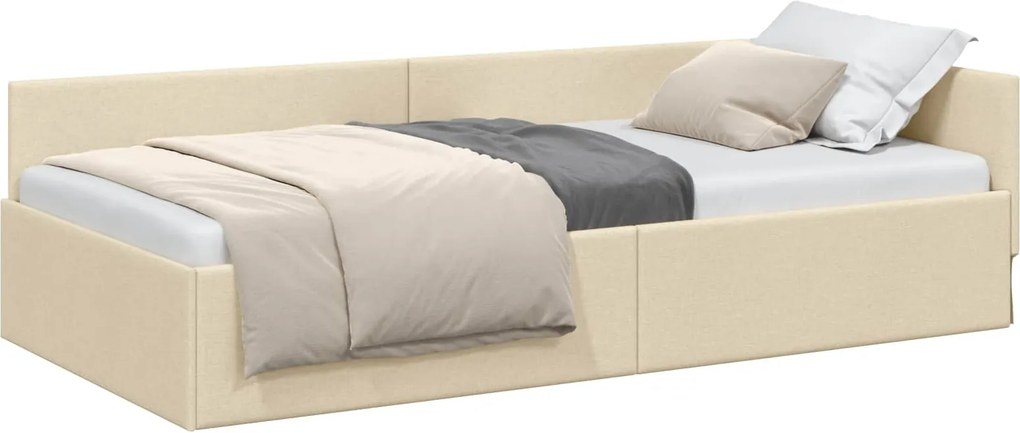 vidaXL Sarokágy keret fejtámlával Krém 80 cm x 200 cm szövet