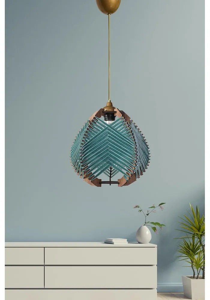 Kék-natúr színű függőlámpa textil búrával ø 25 cm – Opviq lights