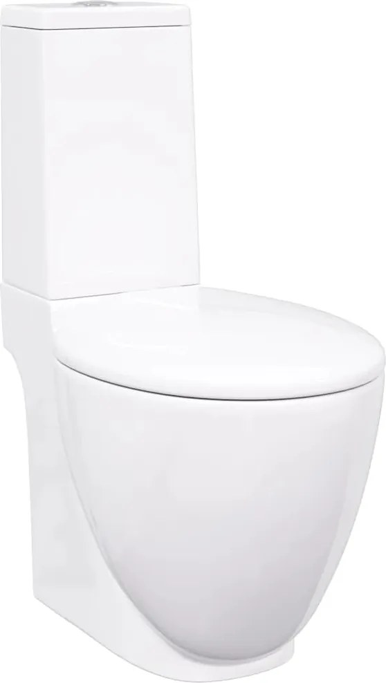 vidaXL fürdőszobai kerek fehér kerámia WC alsó vízelvezetéssel