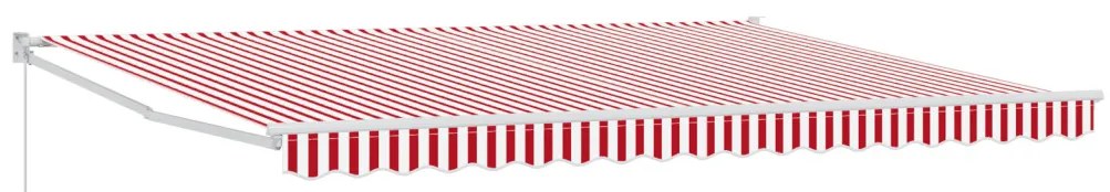 Manuális Behúzható Napellenző Piros és Fehér Csíkos 450x300 cm