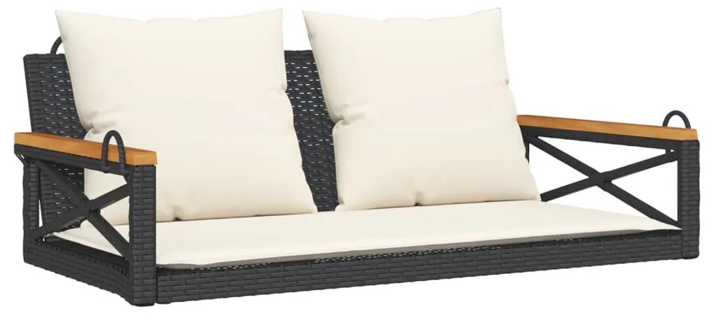 vidaXL fekete polyrattan hintapad párnákkal 109 x 62 x 40 cm