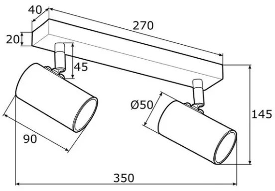 Argon 0891 - Spotlámpa LAGOS 2xGU10/5W/230V fekete/sárgaréz