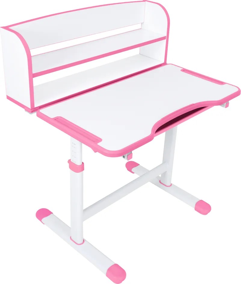 Növekvő íróasztal és szék, rózsaszín/fehér, set ZION