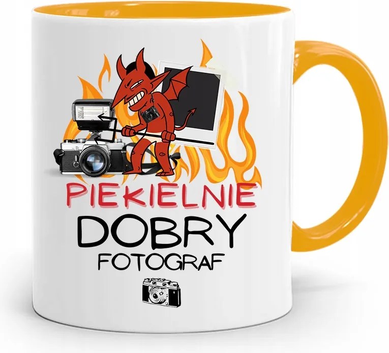 Sárga Fotós Bögre Pokolian Jó Fotós fényképes nyomtatással