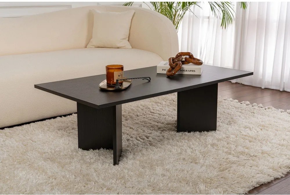 Fekete matt dohányzóasztal 60x119 cm Sabin – Kalune Design