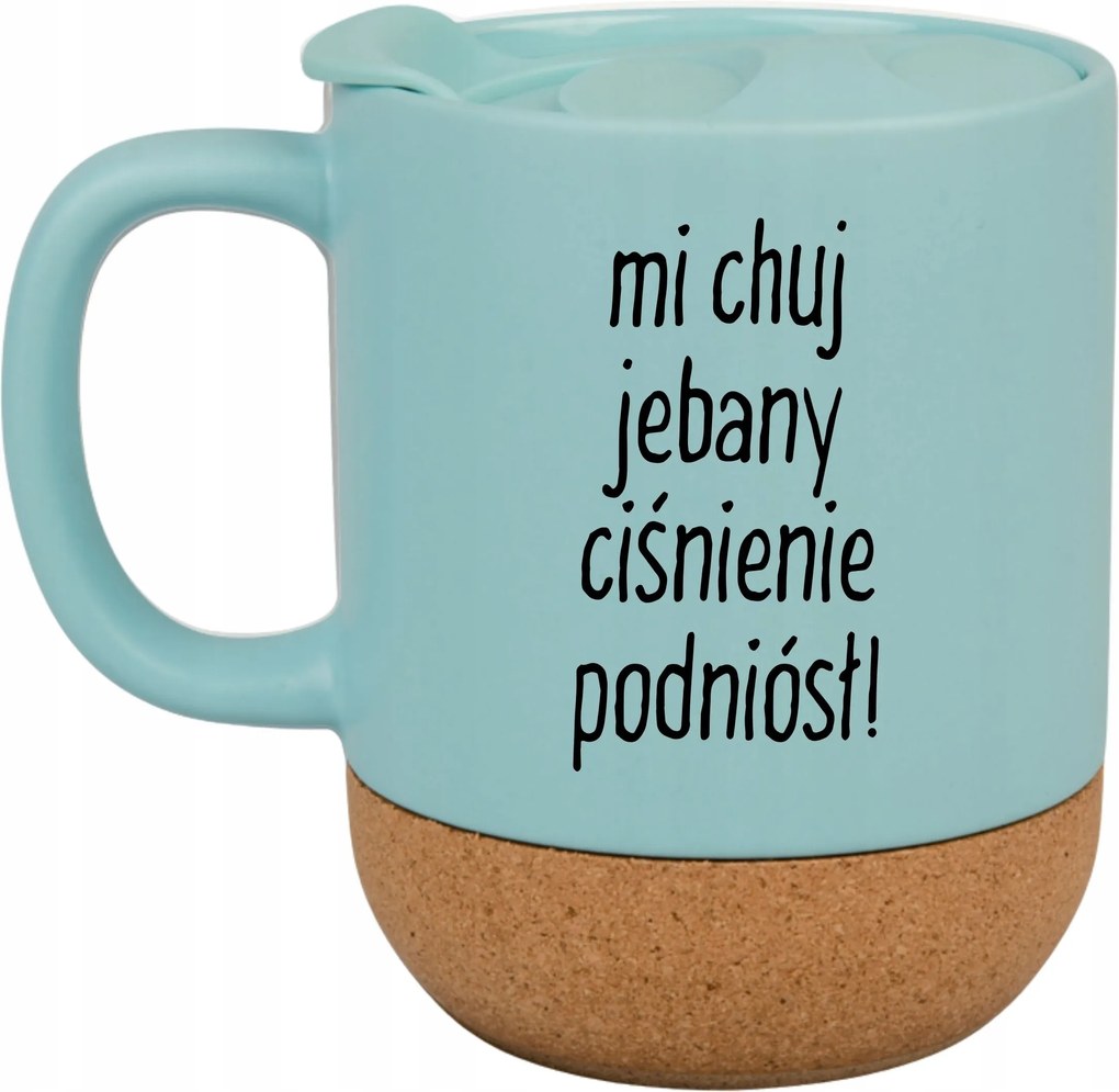 Kék Bögre Fedéllel És Parafa Aljjal Ajándék Vérnyomás Emelő