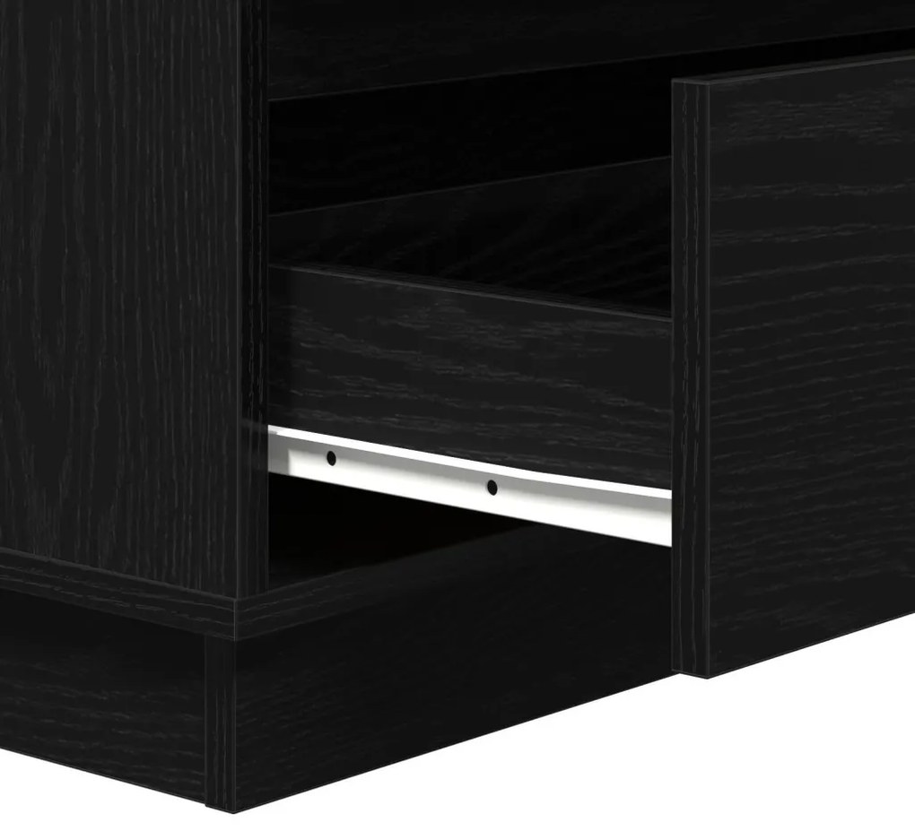 Éjjeli szekrény LED fénnyel Fekete tölgy 71x34,5x75 cm Feltárt fa