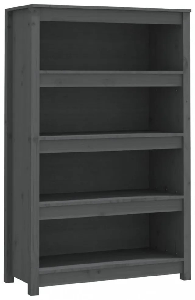 szürke tömör fenyőfa könyvszekrény 80x35x126 cm