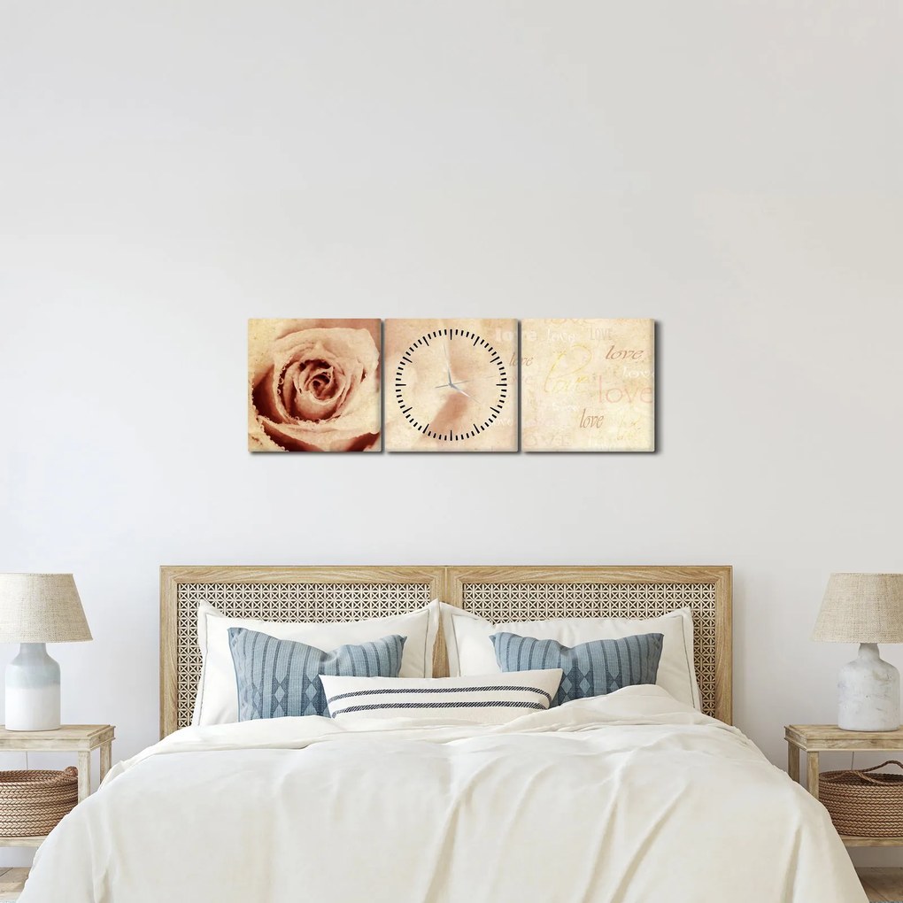 Kép - Rózsa virág szerelmeseknek (órával) (90x30 cm)