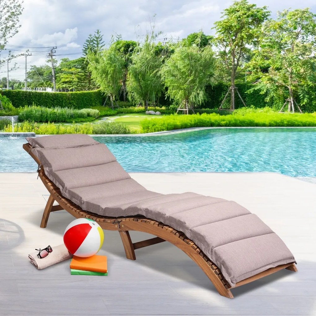 FLORIDA kerti nyugágy, összecsukható, 57x190x51cm, természetes barna Casaria