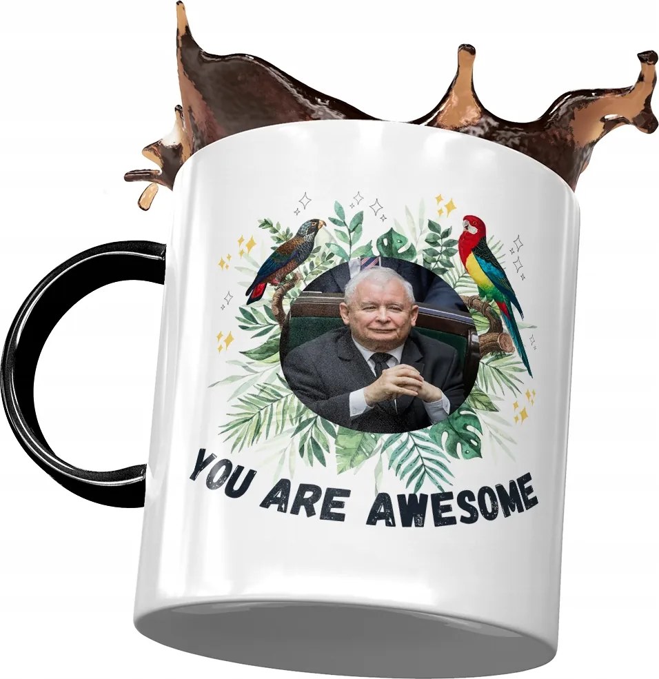 Fekete Jaroslaw Kaczynski PiS bögre Ajándék Nyomtatott Fotóval