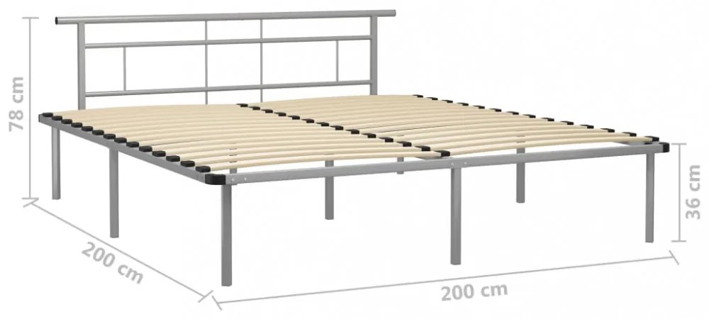 szürke fém ágykeret 200 x 200 cm