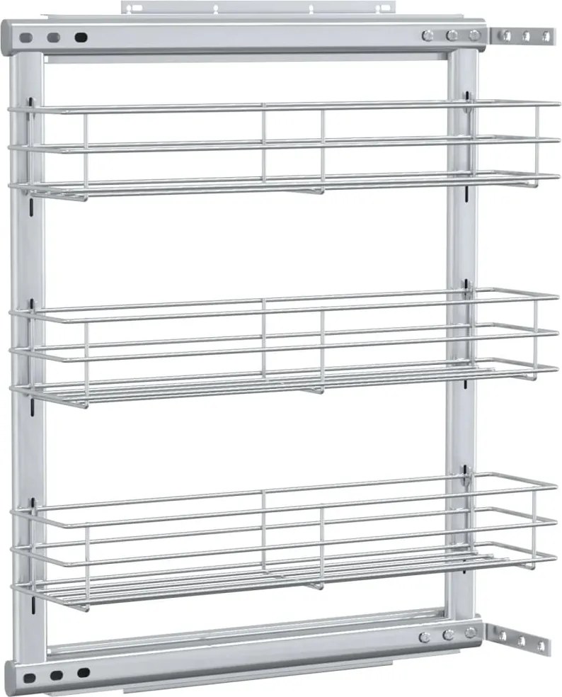 vidaXL ezüstszínű 3 szintes kihúzható konyhai drótkosár 47x15,5x55,5cm