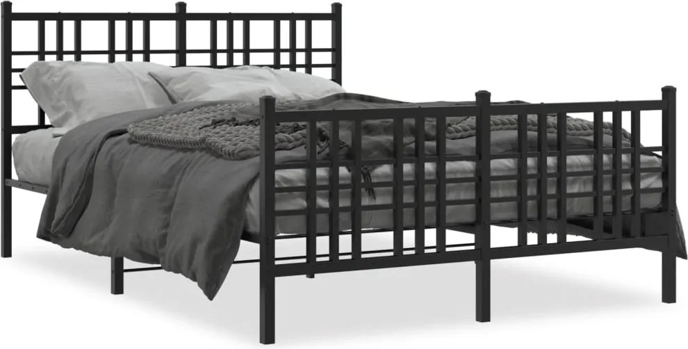 vidaXL fekete fém ágykeret fej- és lábtámlával 120 x 190 cm