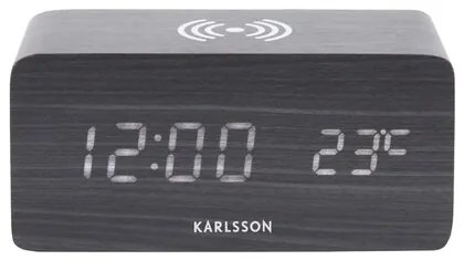 Karlsson 5933BK LED-es ébresztőóra/óra töltéssel 15 cm , fekete