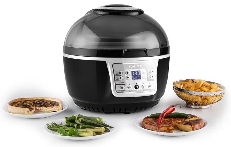 Klarstein VitAir Turbo, forrólevegős fritőz, 1400 W, 9 l, szürke-fekete