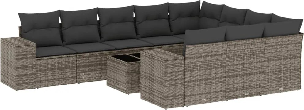 vidaXL 11 részes szürke polyrattan kerti ülőgarnitúra párnákkal