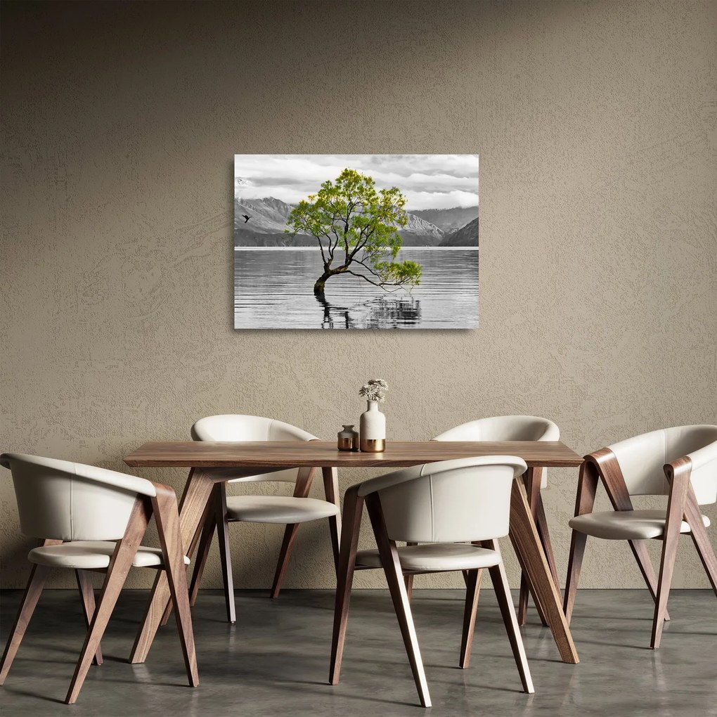 Fa képe a tó közepén (üvegen) (70x50 cm)