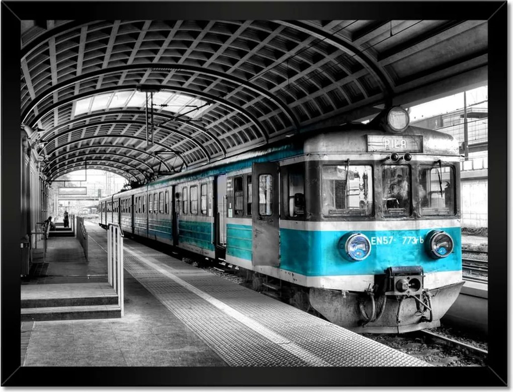 Poszterek keretben 40x30 Türkiz vonat Pkp