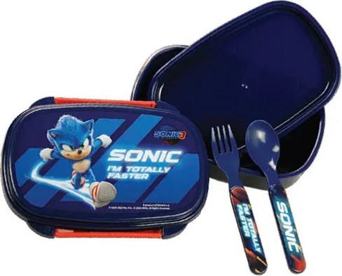 Sonic a sündisznó Faster szendvicsdoboz + evőeszköz szett
