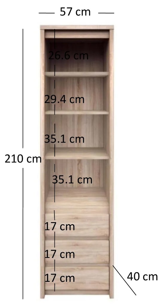 Regál Noella 3S (szonoma tölgy). 1053125