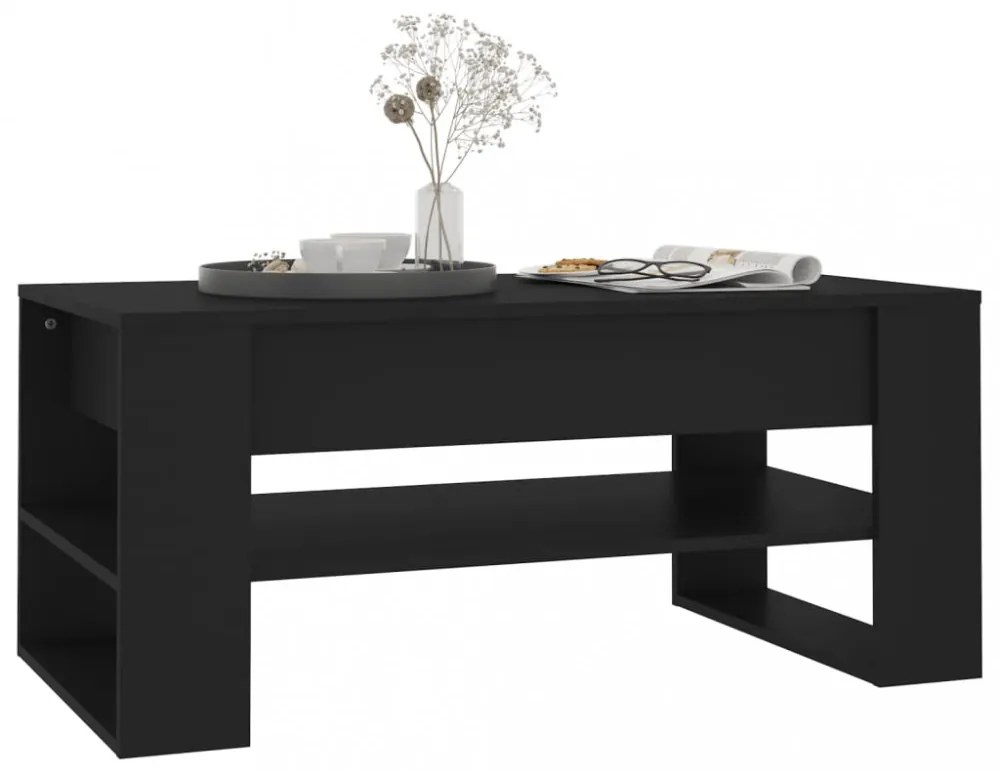 fekete szerelt fa dohányzóasztal 102x55x45 cm
