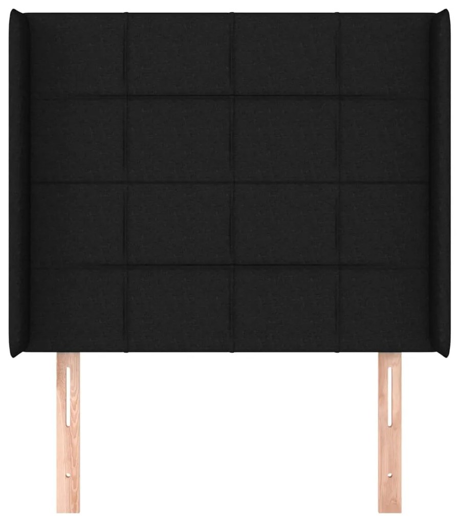 fekete szövet fejtámla szárnyakkal 103x16x118/128 cm