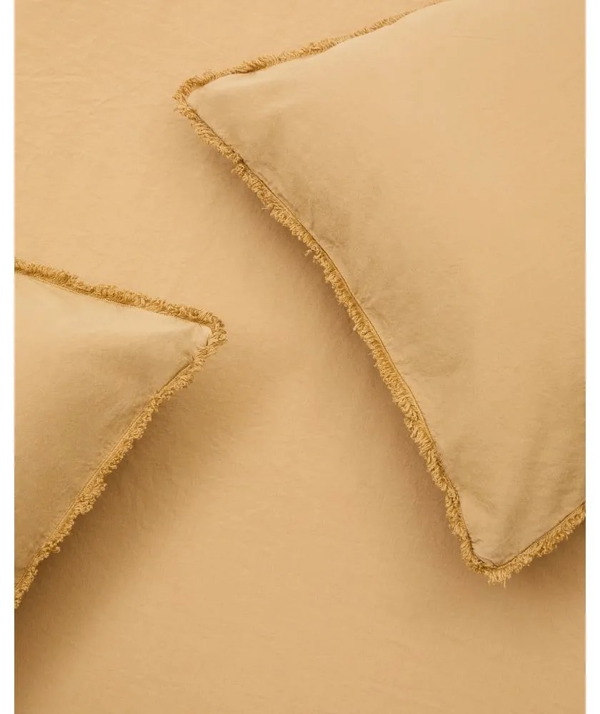 Mustársárga kétszemélyes hosszabbított pamut-perkál ágyneműhuzat 240x220 cm Sifinia – Kave Home