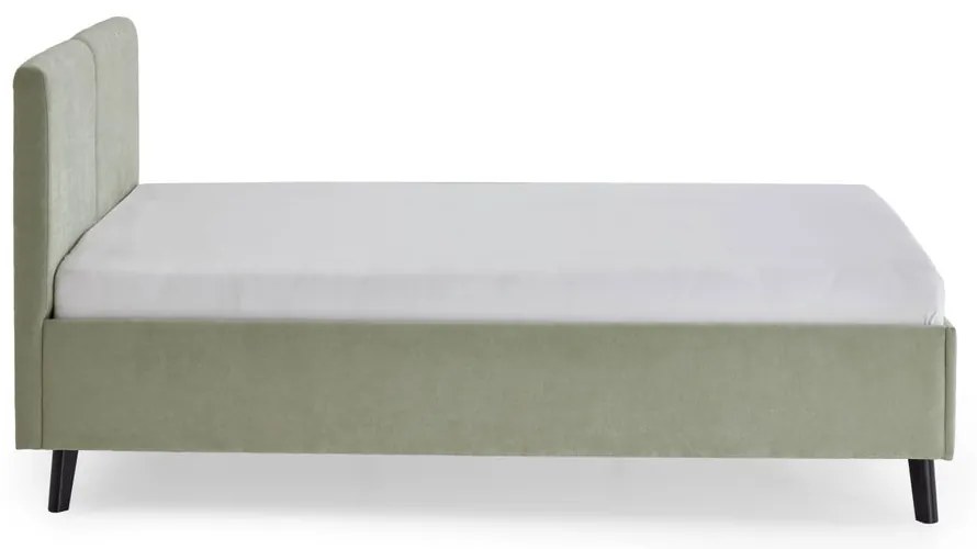 Világoszöld kárpitozott franciaágy ágyráccsal 140x200 cm Piano – Meise Möbel
