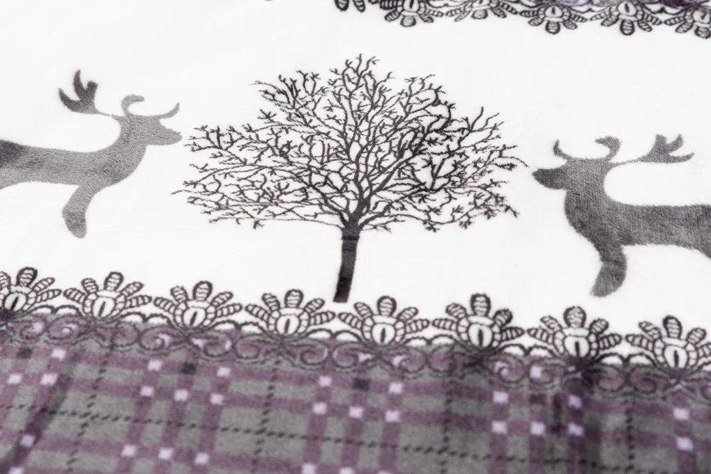 Mikroplüss ágyneműhuzat Karácsonyi rénszarvasok szürke