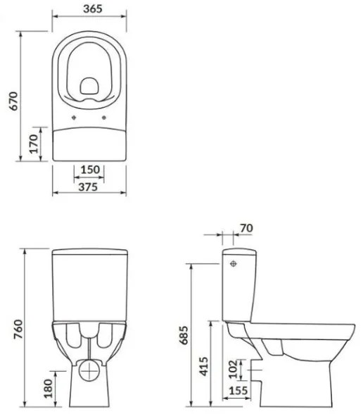 Cersanit K35-037 - Álló WC ülőkével CITY kerámia/fehér
