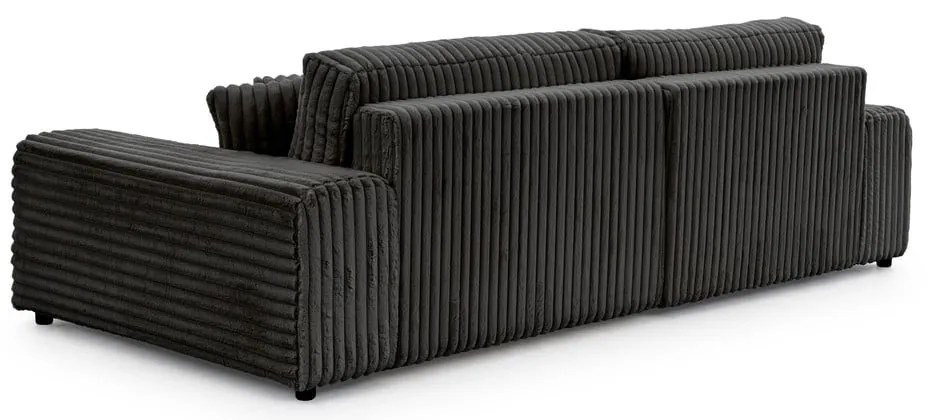 Sötétszürke kordbársony kinyitható-tárolóhelyes sarokkanapé (bal oldali) Sarina – Ropez