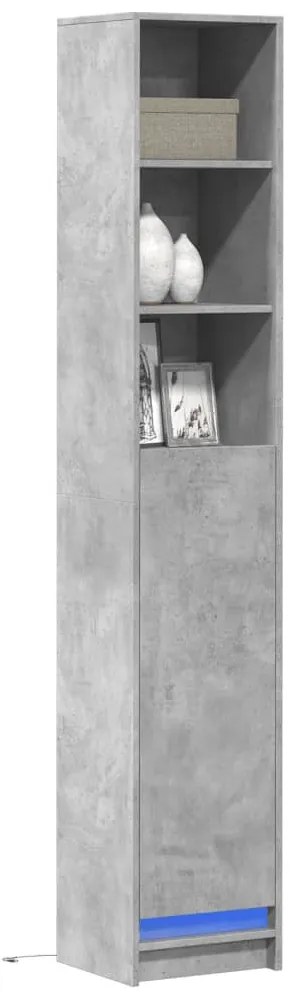 betonszürke szerelt fa tálalószekrény LED-del 36 x 32,5 x 200cm