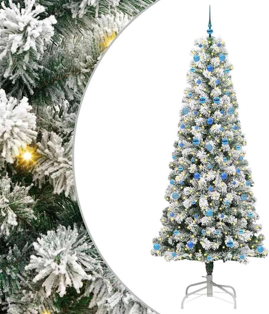 vidaXL Műanyag Hajtogatós Karácsonyfa 300 LED-del Zöld és Fehér 240 cm